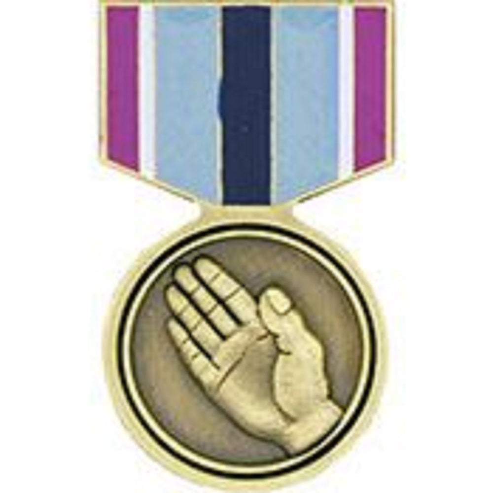 U.S. MILITARY, MEDAL HUMANITARIAN - Original Artwork, Expertly Designed PIN Silver - 1.1875"