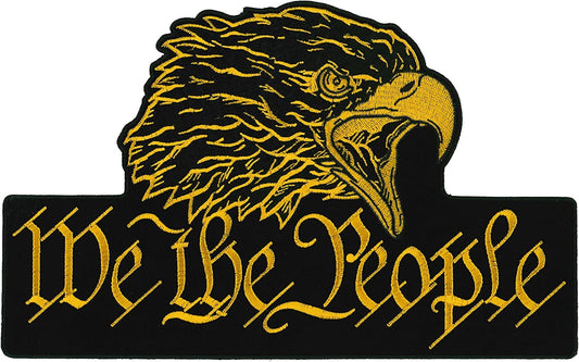 WE THE PEOPLE EAGLE, LARGE PATCH, Eagle Head Embroidered High Thread Iron-On Heat Sealed Backing Sew-On Biker's Large Patch, 10" x 6.5"
