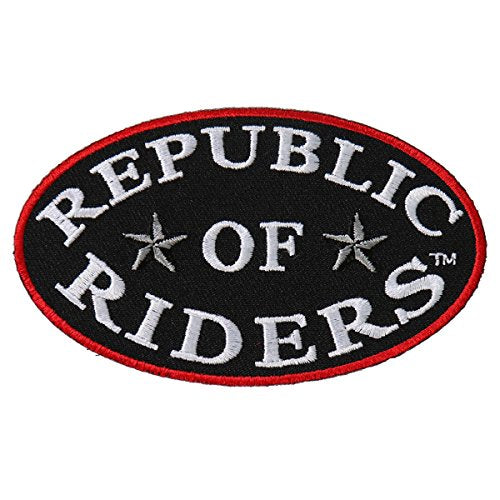 REPUBLIC OF RIDERS, Iron-On / Saw-On Rayon PATCH - 4" x 2", Exceptional Quality