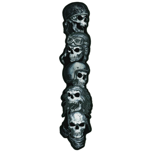 FIVE SKULLS SLEEVE LARGE, PATCH - Five Skulls Embroidered High Thread Iron-On Heat Sealed Backing Sew-On Biker's Large Patch 2.5" x 12"