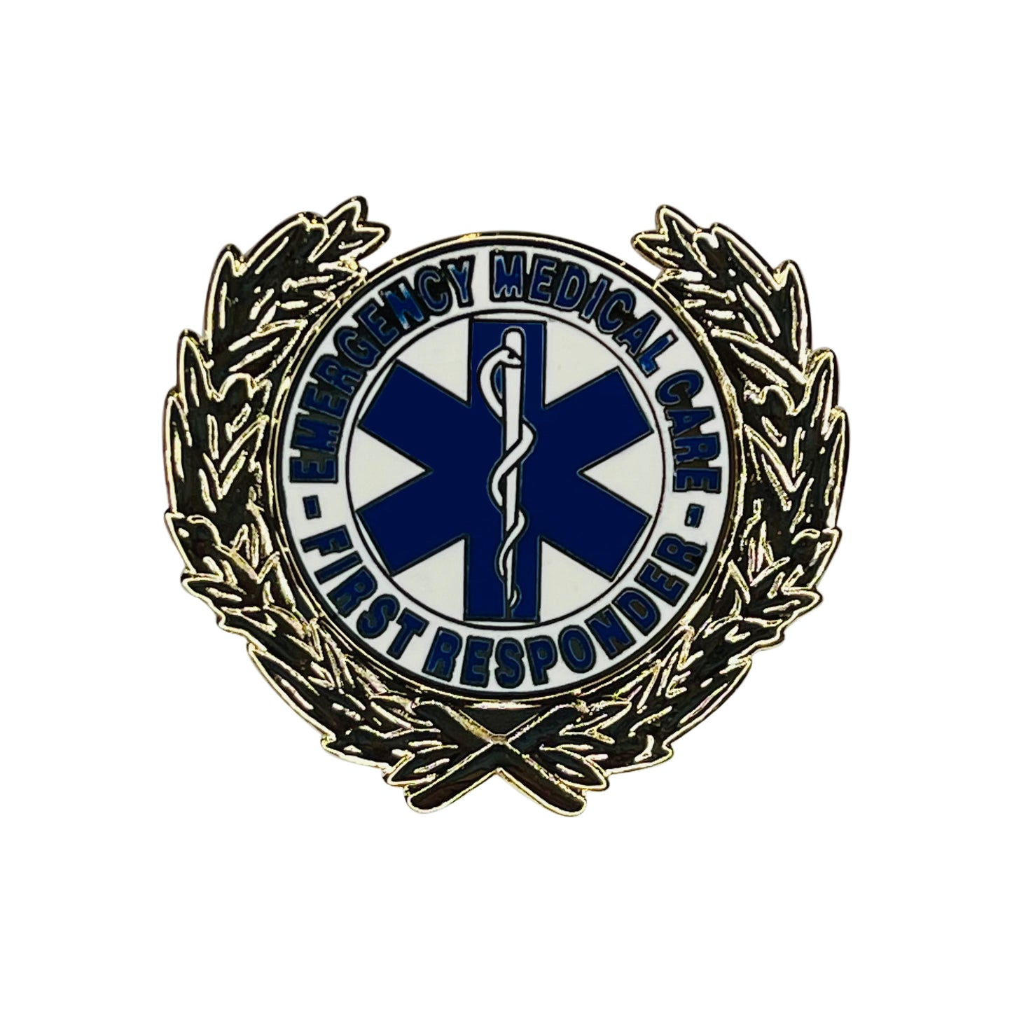 FIRE & EMS, EMERGENCY MEDICAL CARE 1ST RESPONDER WREATH - Artwork, Expertly Designed PIN - 1.1875"