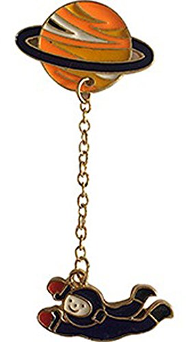 Sun, Moon & Stars Planet with Astronaut, Artwork PIN - 3D Rubber Metal Lapel Pins - 1"