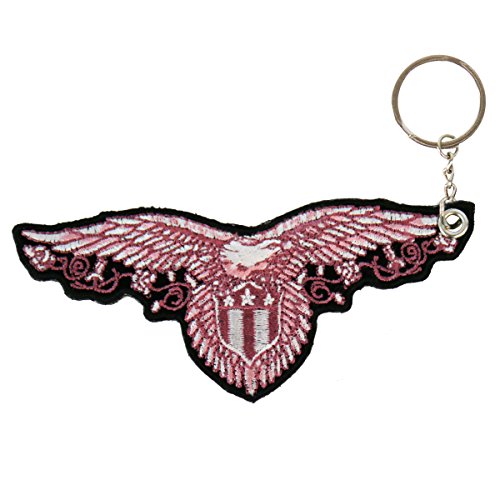 Double Sided Key Chains, PINK EAGLE - High Quality Embroidered PATCH KEYCHAIN - 4" x 2"