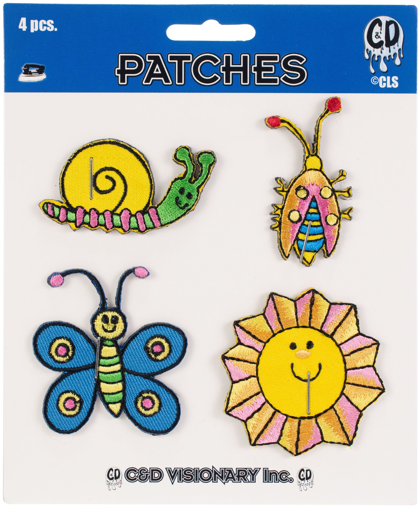 Bugs - Cheri Strole Artwork Embroidered Iron On Patches, 4 Piece Set Cloth Patch