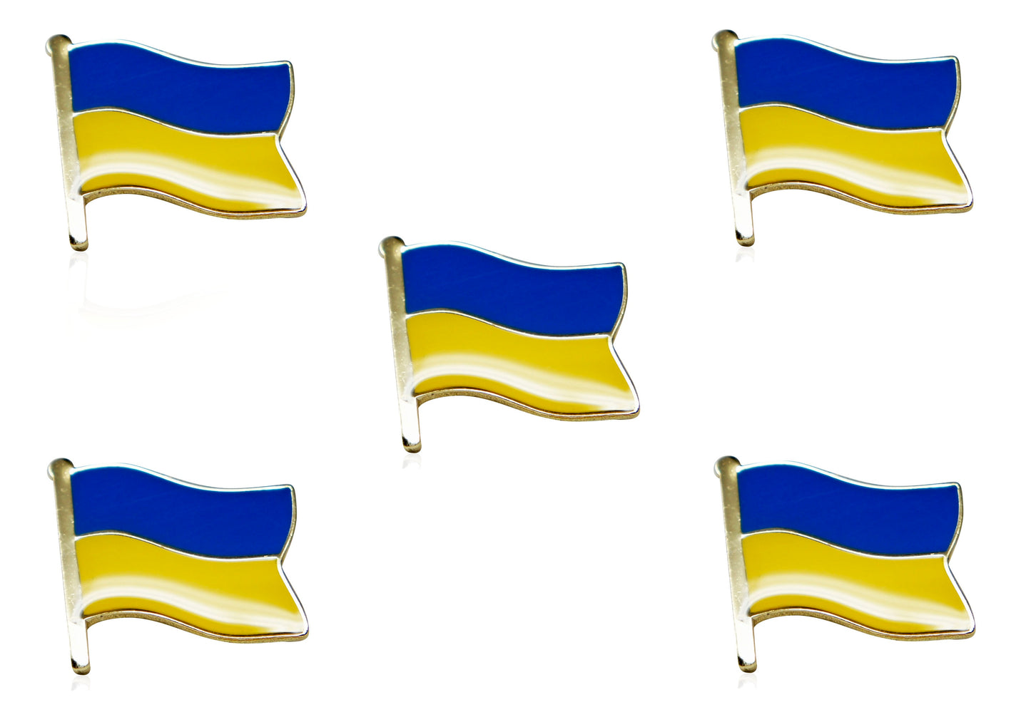5 x Ukraine PINs - Ukraine National Flag, High-Quality, Ukrainian Waving Flag Die-Cut Enamel Lapel PIN - .75"