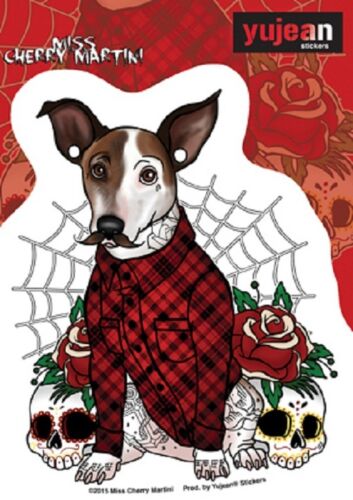 Miss Cherry Martini - MONTE Mustachioed Dog - 4.5" x 4" - Extra Long Lasting, All Weather/UV Resistant, Die-Cut Vinyl ST