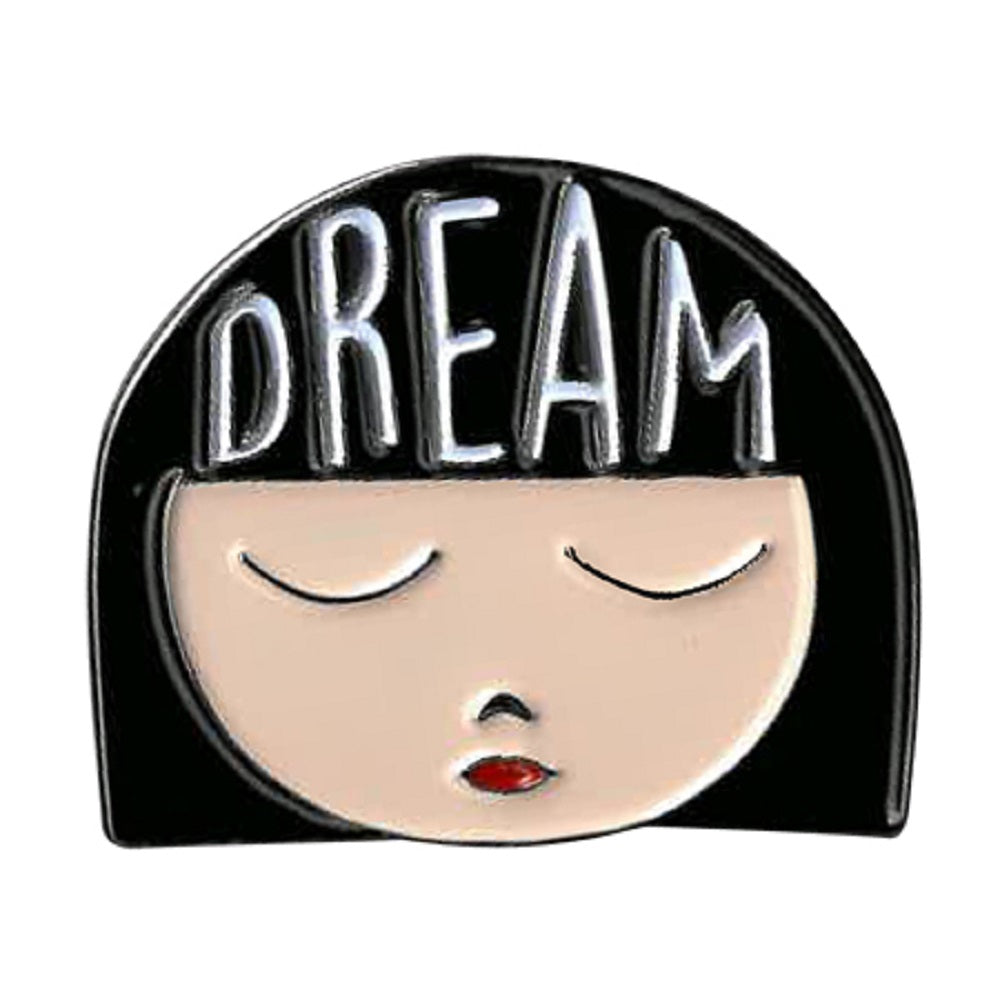 DREAM ENAMEL PIN - Dream Quote in Girl Hair Novelty Backpack Cute Enamel Lapel PIN