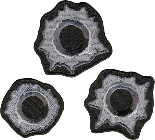 BULLET HOLES, PATCH 3 PACK - High Thread Iron-On Heat Sealed Backing Sew-On Patch - 2" x 2"