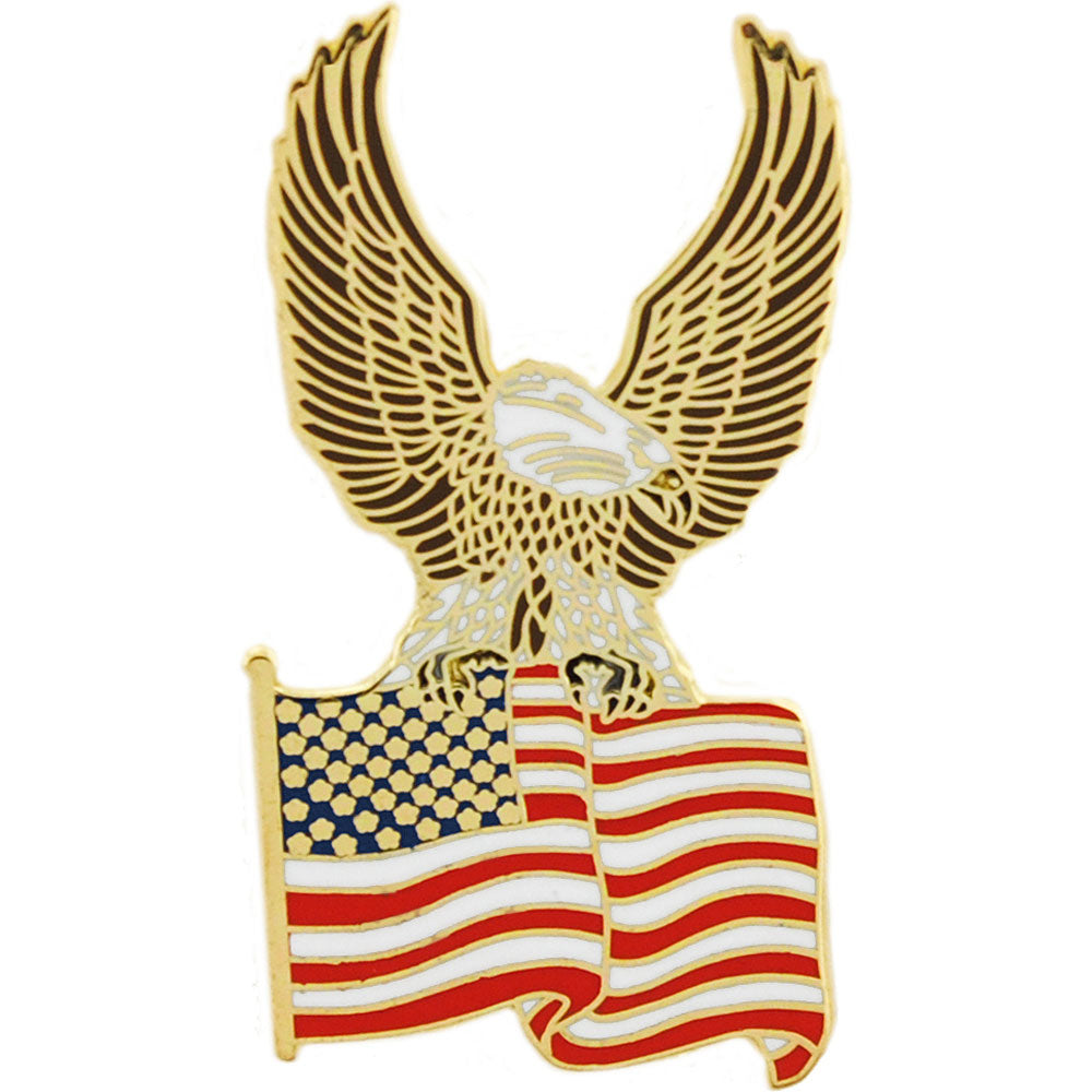 USA & PATRIOTIC, USA FLAG EAGLE ON TOP - Original Artwork, Expertly Designed PIN - 1.125"