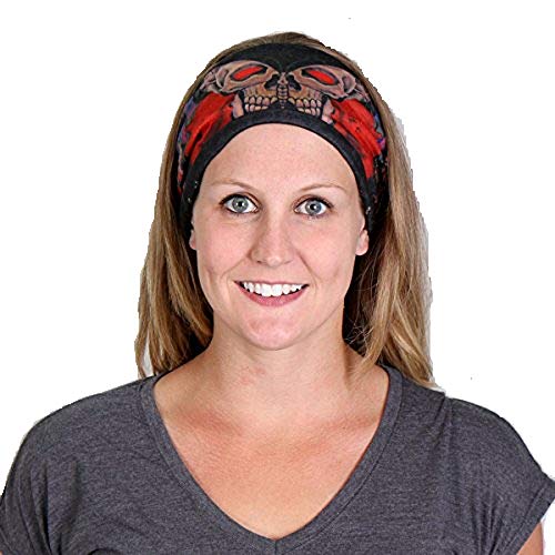 Officially Licensed Originals SKULL BUTTERFLY ROSES, Polyester Cotton Blend, Comfortable fit, Black EZ BANDZ Headband
