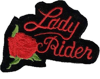 Lady Biker iron-on embroidered patch