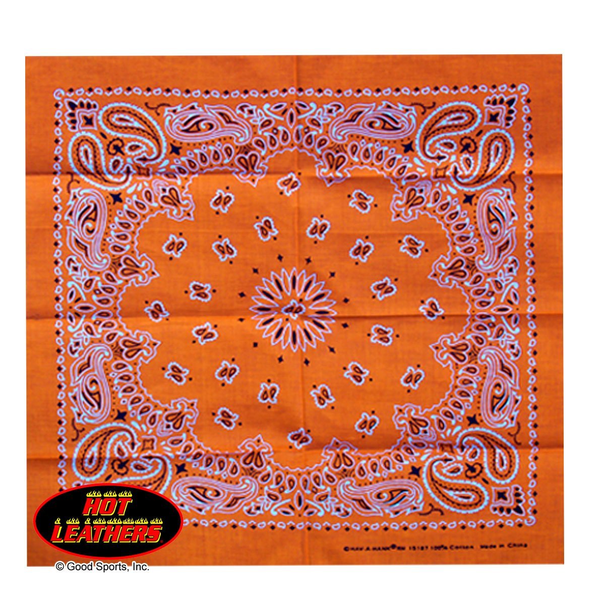 Officially Licensed Originals Bikers Bandanas Collection Original Design, 21" x 21" - Bandana Orange Paisley Design