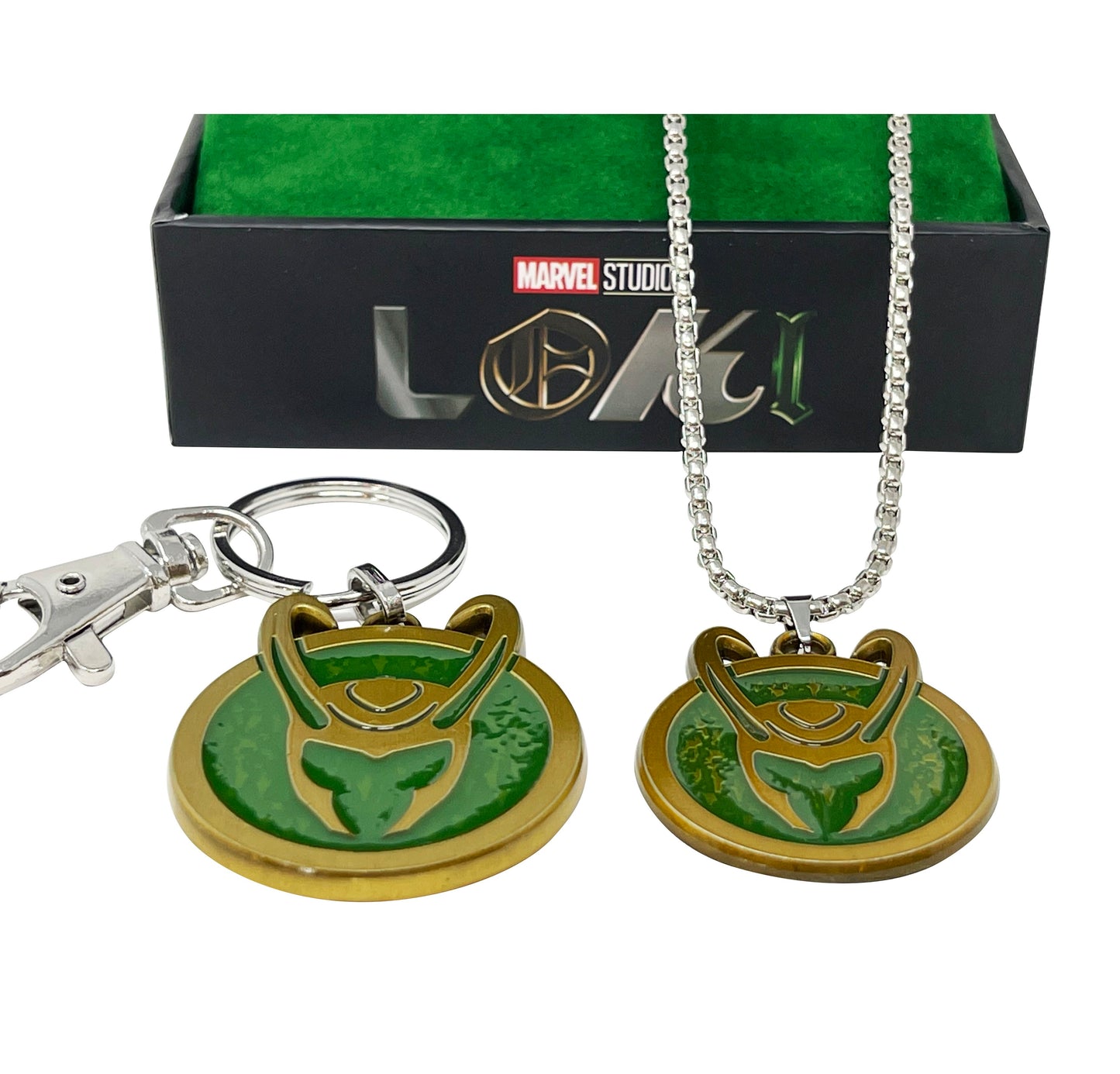 LOKI Helmet Logo Men's NECKLACE + FREE LOKI KEYCHAIN, Official Disney & Marvel's LOKI Necklace & Free Keychain