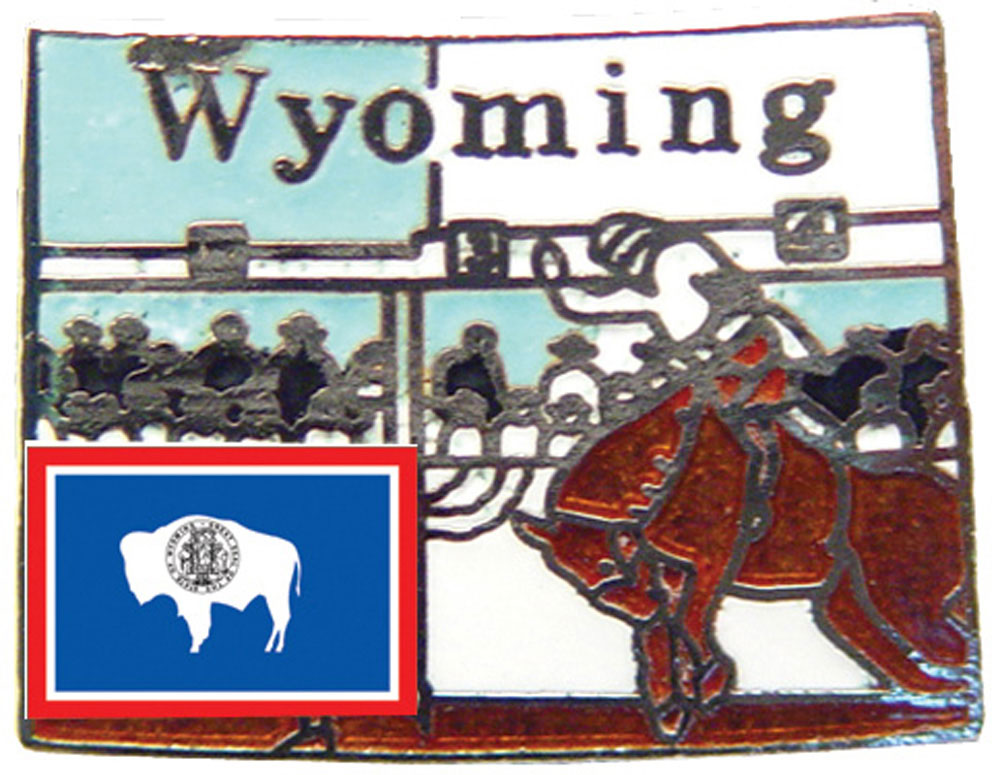 USA STATES, WYOMING Map - Original Artwork, Expertly Designed PIN - 1"