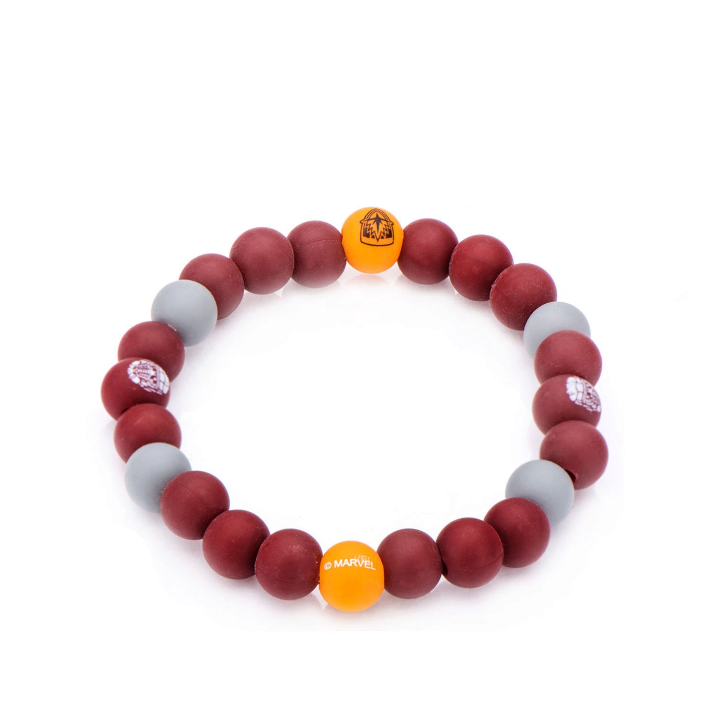 Marvel Comics Women's Guardians of The Galaxy Logo Silicone Beads Stretch Bracelet, Brown, Expandable