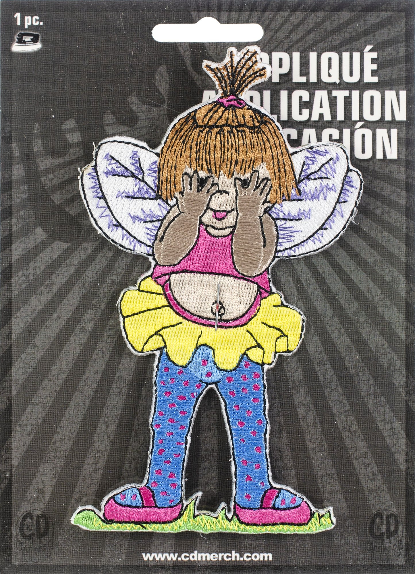 Peek-A-Boo Pixie - Cheri Strole Artwork Embroidered Iron On Patches, 2.8" x 5"