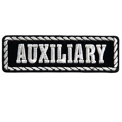 OFFICER AUXILIARY, Embroidered Iron-On / Saw-On Rayon PATCH - 4" x 1", Exceptional Quality