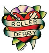 Adam Potts - Roller Derby Tattoo Heart - Mini Sticker / Decal