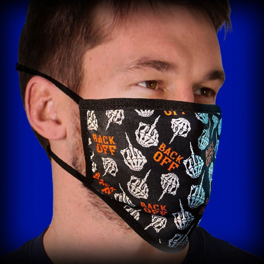 Back Off Middle Finger Design Face Mask - Cover Nose and Mouth, Soft Cotton Washable & Breathable Double layer Face Mask