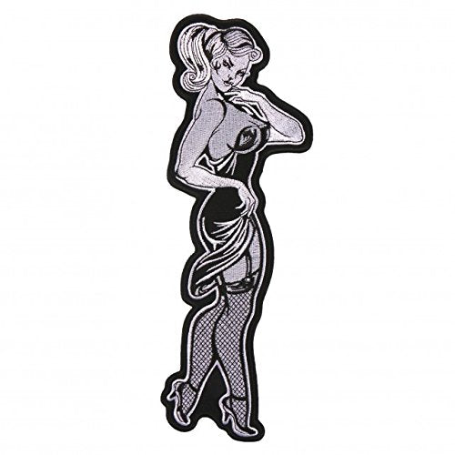 PIN UP, High Thread Embroidered Iron-On / Saw-On, Heat Sealed Backing Rayon PATCH - 3" x 11"