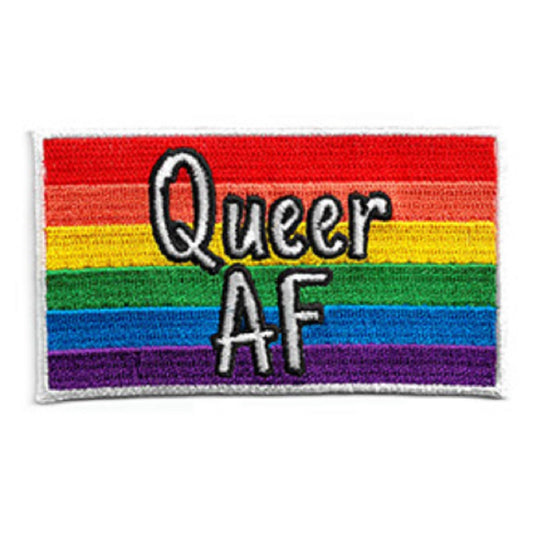 QUEER AF PATCH - Matt Stewart Art's Queer AF LGBTQ Pride Embroidered Artwork Iron Sew-On Quality PATCH - 2" x 3.5"