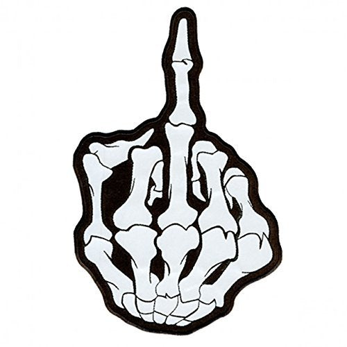 The Flip Off MIDDLE FINGER Skeleton - Iron-On / Saw-On Rayon REFLECTIVE Material PATCH - 7" x 11"