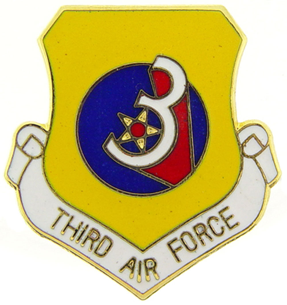 U.S. AIR FORCE, 3rd Air Force SHIELD - Original Artwork, Expertly Designed PIN - 1"