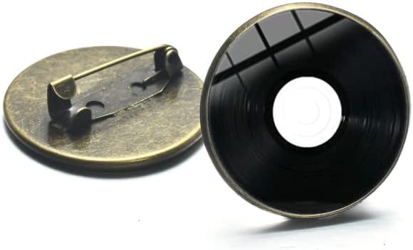 Record Player Tape DJ Pin - Retro Vibes Vinyl DJ Music Lover with Glass Photo Brooches Lapel Pin Badge - White, 2cm