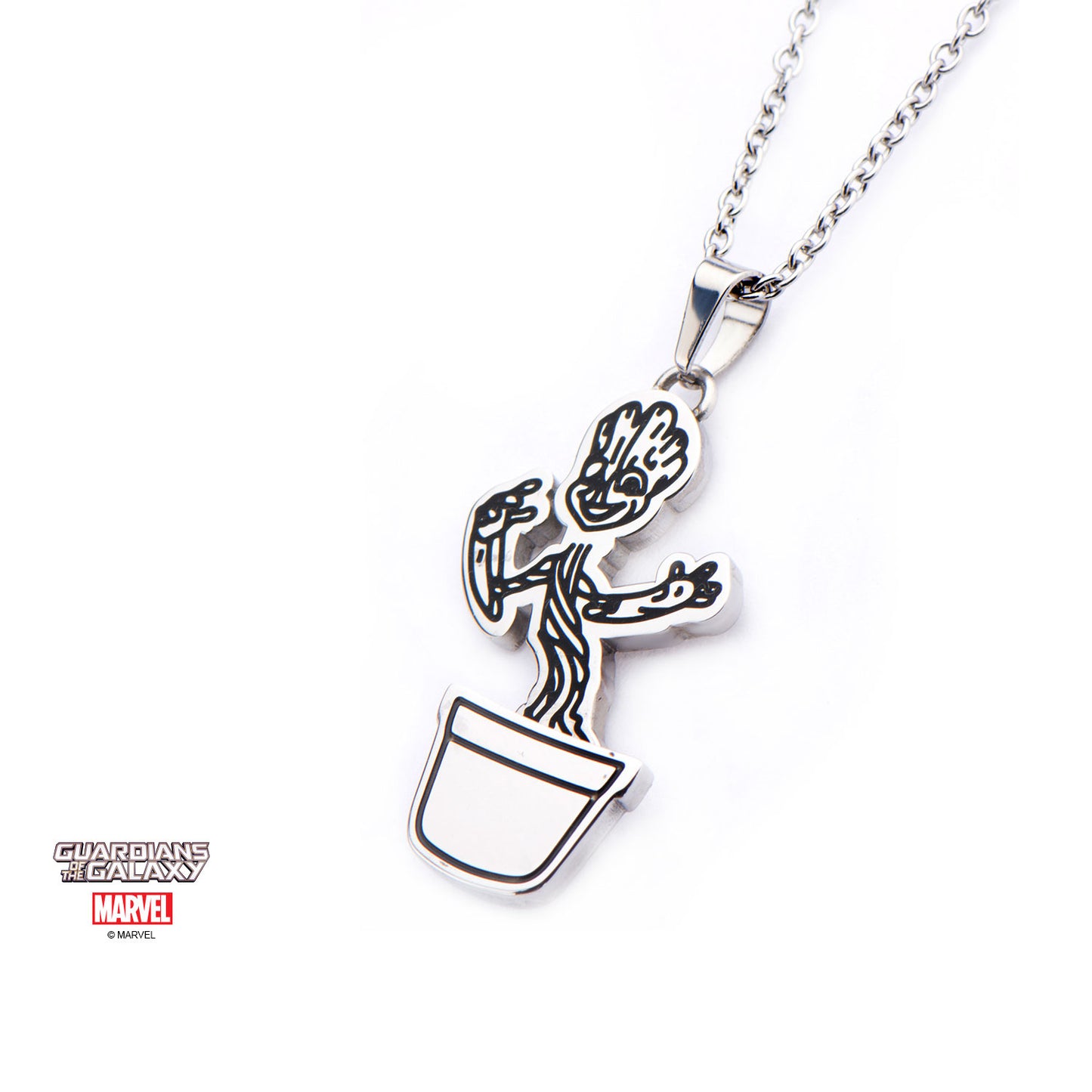 Marvel Guardians of the Galaxy Spinning Pot Groot Stainless Steel Pendant Necklace