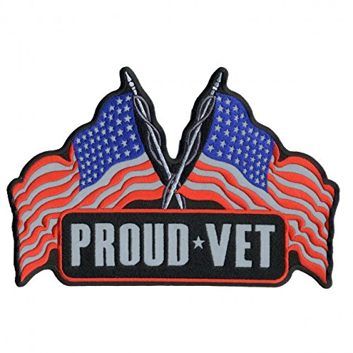 PROUD VET, High Thread Embroidered Iron-On / Saw-On Rayon REFLECTIVE PATCH - 5" x 3"