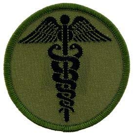MEDIC,CADUCEUS - Novelty Patches, Sew On Iron On Patch, Green - 3"