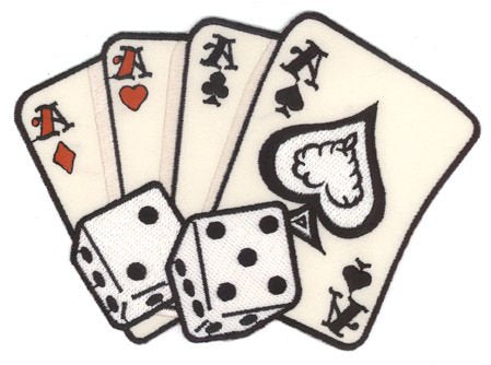 Aftermath Artist Novelty Iron On Patch - Cards & Dice Aces High Gambling Applique