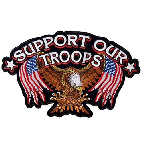 SUPPORT OUR TROOPS, Iron-On / Saw-On Rayon PATCH - 11" x 7", Exceptional Quality