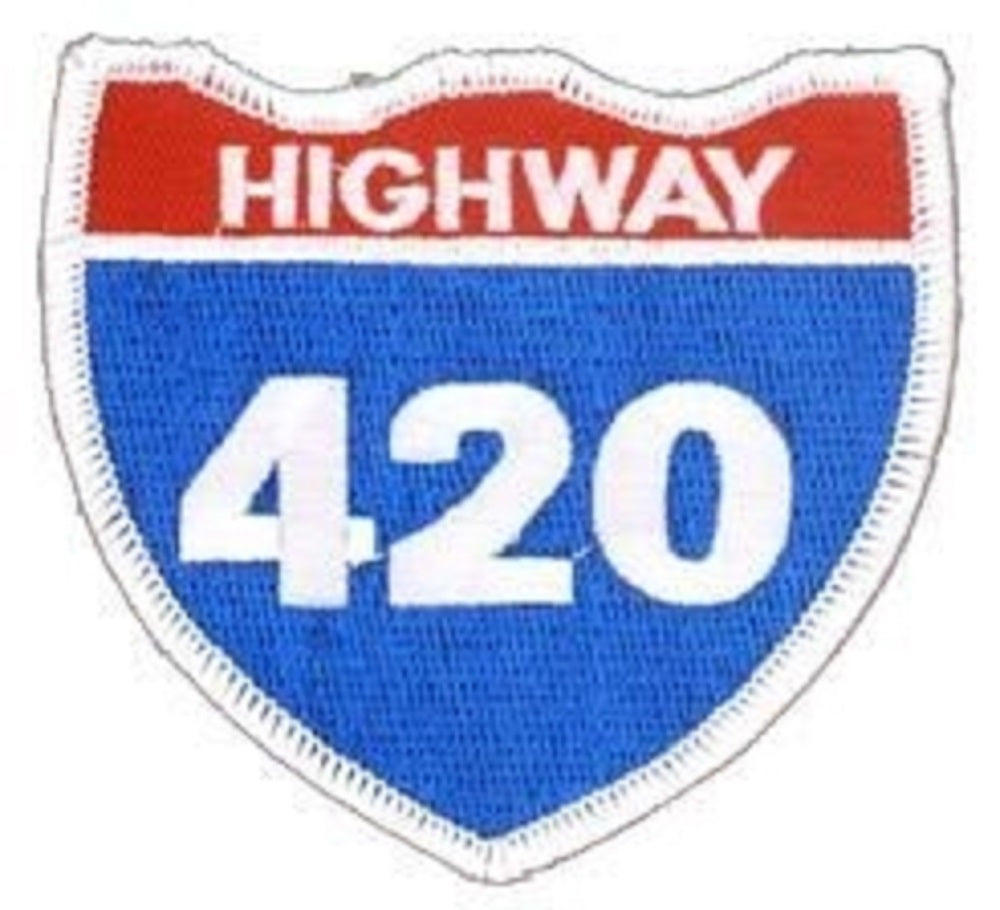 HIGHWAY 420 PATCH - Matt Stewart Art's The Road to Heaven Highway 420 Embroidered Artwork Iron Sew-On PATCH - 3" x 3"