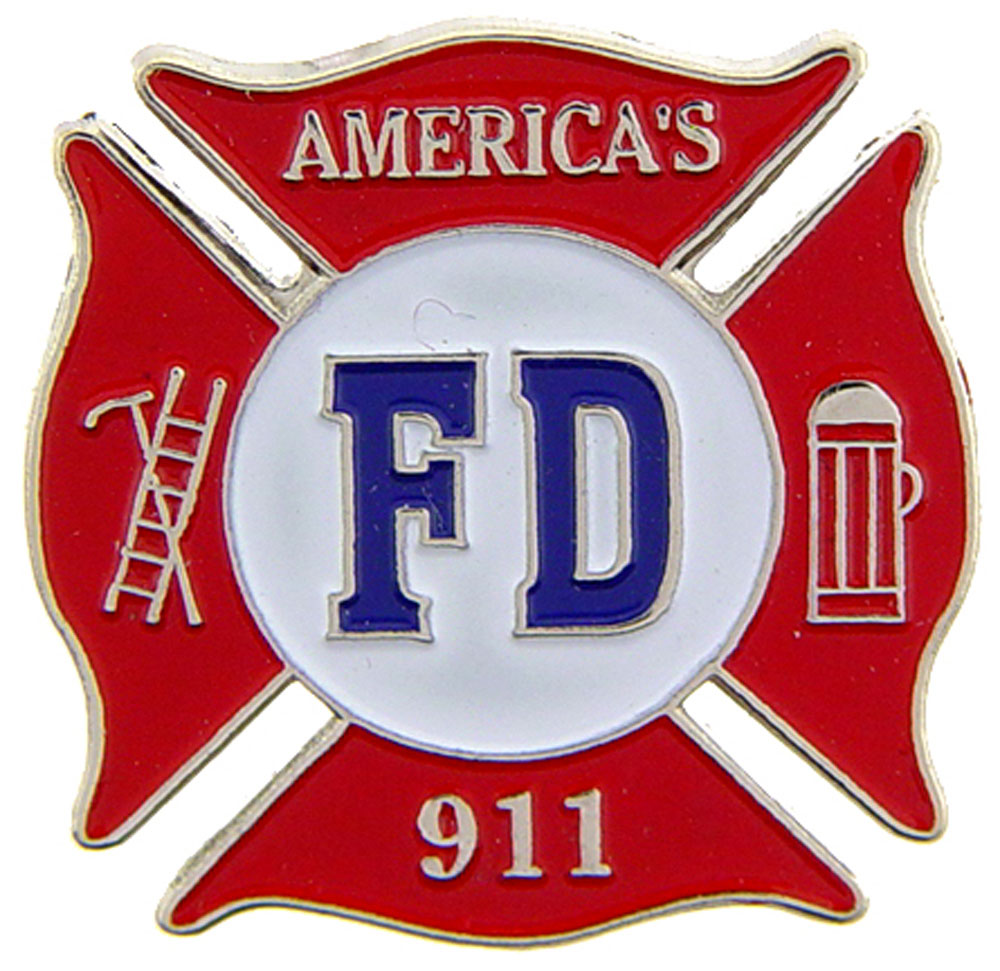 FIRE & EMS, FIRE DEPT 911 AMERICA'S - Original Artwork, Expertly Designed PIN - 1"