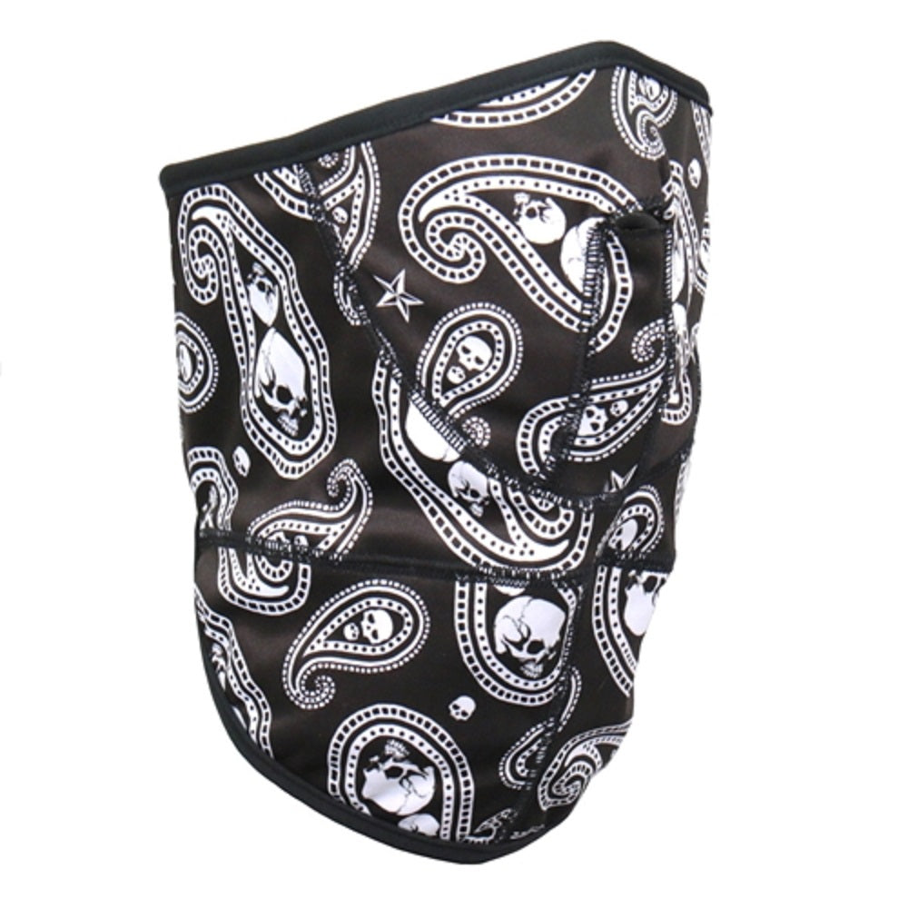 PAISLEY SKULL FACE WRAP - Hook and Loop Fastener Mesh Lined Soft Neck Warmer Adjustable Back Closure FACEWRAP - OSFM