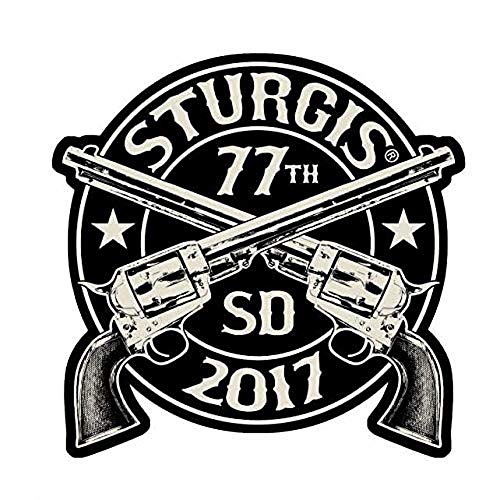 2017 STURGIS MOTORCYCLE RALLY CROSSED PISTOL - Original Iron On PATCH, 3.5" x 3.5"