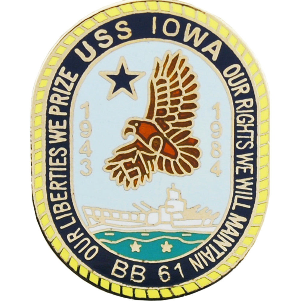 U.S. NAVY, USS IOWA - Original Artwork, Expertly Designed PIN - 1"