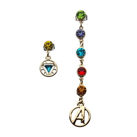Marvel Avenger Stud Earrings Set - Avenger Infinity War Multi Color Stones Stud Earrings Set
