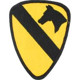 US ARMY, 001ST CAV. DIV. - Decorative Patches, Embroidered Iron On Patch - 3.5"