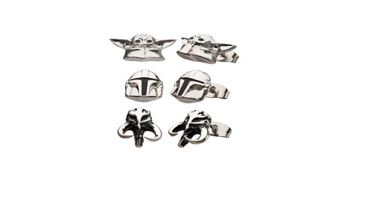 Disney's Star Wars, The Mandalorian STUD 3PRS EARRING SET - Officially Licensed Stud EARRING SET of 3