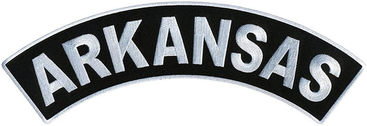 ARKANSAS TOP ROCKER, PATCH - US States Arkansas High Thread Iron-On Heat Sealed Backing Sew-On Large Patch - 12” x 3”