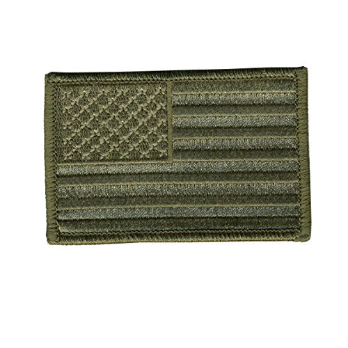 WOODLAND STYLE AMERICAN FLAG, High Quality Iron-On / Saw-On, Heat Sealed Backing Rayon PATCH - 3" x 2"