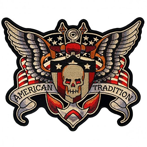 AMERICAN TRADITION, High Thread Embroidered Iron-On / Saw-On, Heat Sealed Backing Rayon PATCH - 5" x 4"