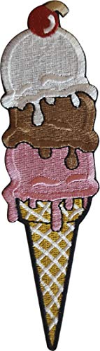TRIPLE ICE CREAM CONE - Original Artwork, Embroidered Iron On PATCH, 1" x 3.7"