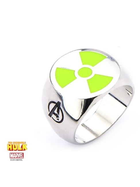 Green Radioactive Hulk Logo - Stainless Steel Premium Quality Mens Ring, Size - 11