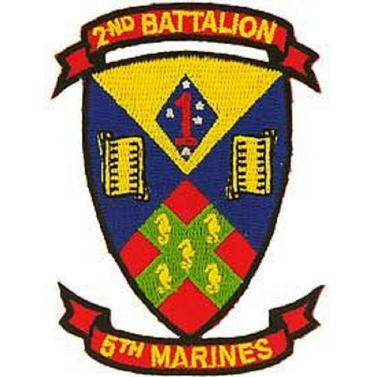 UNITED STATES MILITARY PATCH, 2ND BATTALION 5TH MARINES - Embroidered Sew On / Iron On Patriotic PATCH - 3.25"
