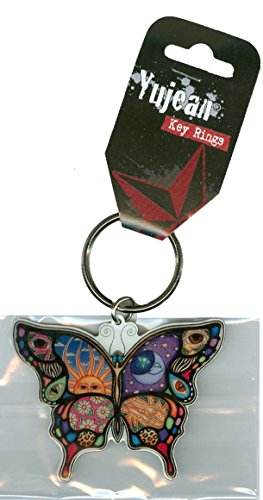 Dan Morris Day and Night Butterfly - Grateful Dead, Durable METAL KEYCHAIN for Car Motorcycle Home Keys - 2.5" x 1.75"