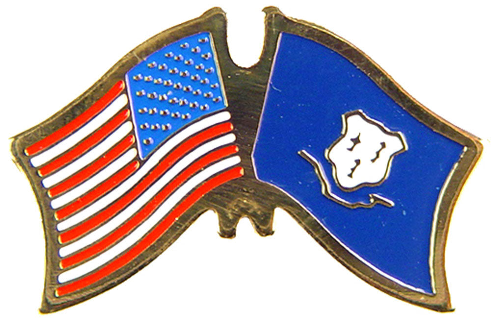 USA STATES, USA & CONNECTICUT Cross Flags - Original Artwork, Expertly Designed PIN - 1.125"