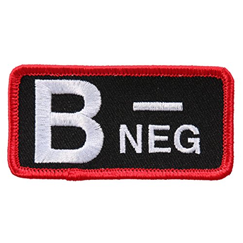 BLOOD TYPE B NEG, Exceptional Quality Iron-On / Saw-On, Heat Sealed Backing Rayon PATCH - 3" x 2"